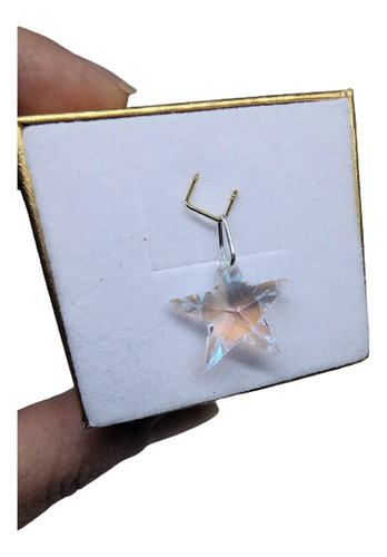 Pingente Estrela Swarovski Blue Boreal 2.0 Cm Em Prata 925