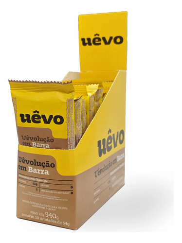 Barra De Proteína Uêvo - Sabor Amendoim Com Chocolate - 10un Sabor Coco Com Chocolate