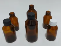 Comprar Frasco Vidrio Ámbar 200ml C\u002Ftapa Precintada Negra O Bca(x5)