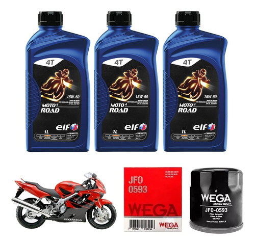 Kit Service Honda Cbr 600 F2 F3 F4 Filtro + Elf 15w50 Sia++