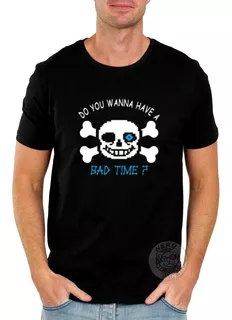 Camiseta Masculina Undertale Game Sans Bad Time Skull Bones