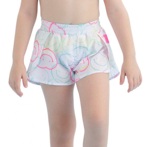 Short Infantil Microfibra Branco Emoji Mon Sucré Smile 21006