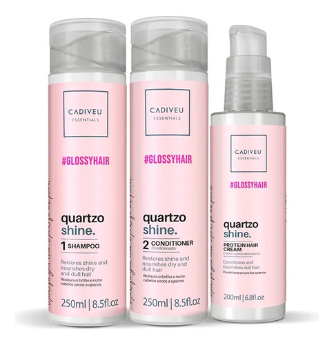Cadiveu Quartzo Shine Shampoo + Cond 250ml + Proteína 150ml