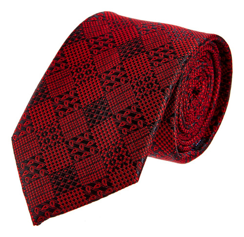 Corbata Slim Relieve Tejido Jaquard Vittorio Forti Color Rojo Largo 6.5 cm