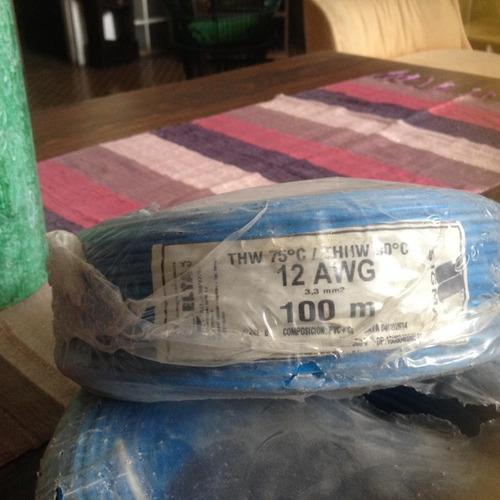 Rollo De 100mts De Cable Thw12 Azul