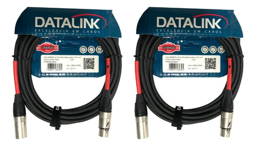 Kit 2 Cabo Balanceado Datalink Garage Microfone Xlr Xlr 3 M