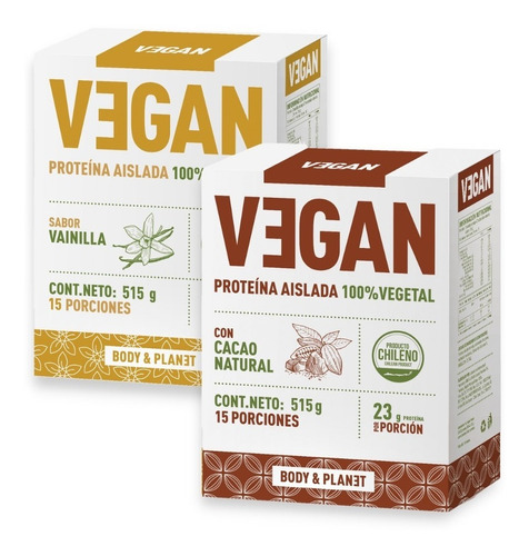 Proteína Vegetal En Polvo 515grs - Cacao-vainilla - Pack X2