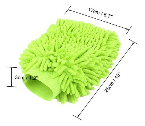 Lj Para Guante Lavado De Microfibra Chenille Auto Verde