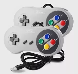 Kit 2 Controles Super Nintendo Usb Snes Pc Tv Box Game Retrô