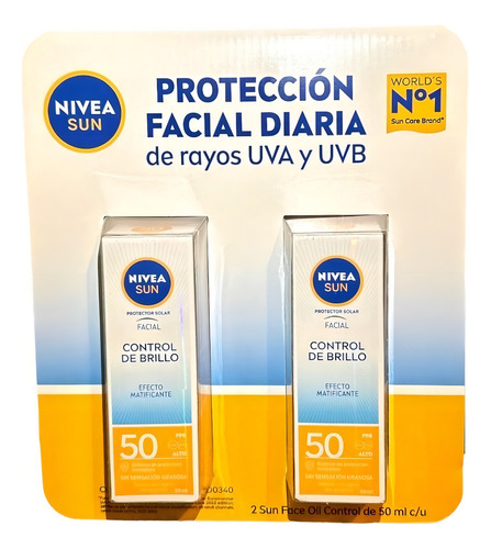 Bloqueador Solar Facial Control Brillo 2pzs 50ml C/u Nivea