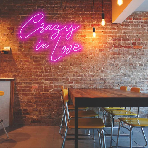 Letrero Led Neón Crazy In Love Boda 100*72cm Luminoso