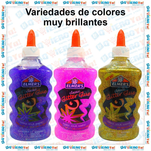 Imagen 5 de 9 de Adhesivo Elmer`s Glitter Glue Classic Brillante 177ml Slime