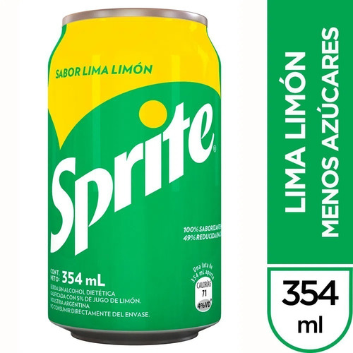 Gaseosa Sprite Lata 354 Ml. X 6 Unidades