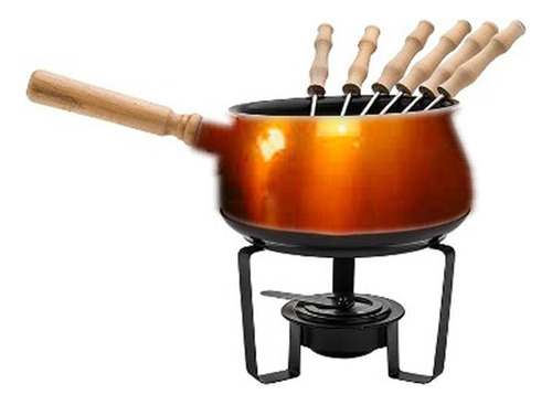 Set Para Fondue De Teflon Antiadherente Cobreada 6 Personas-