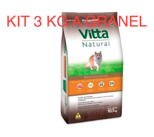 Kit 3 Kg Ração A Granel Premier Vitta Natural Gatos Castrado