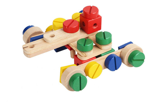 Juego De Construcción De Bloques De Madera Con Tuercas Y
