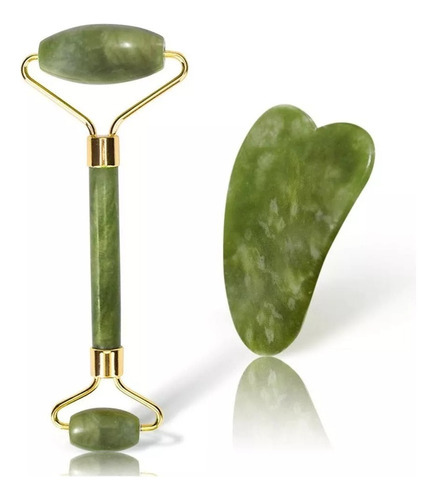 Rodillo Masajeador De Jade Y Gua Sha