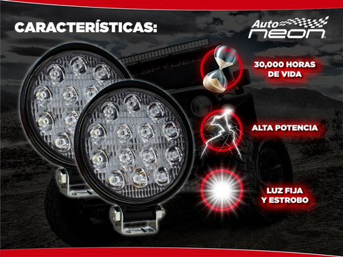 Imagen 6 de 9 de Faros 14 Led Auxiliar Universal Redondos 4x4