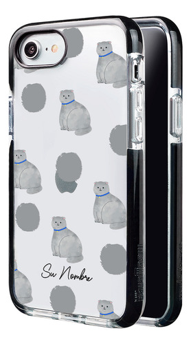 Funda Para iPhone Para Mujer Gatito Gris Con Tu Nombre