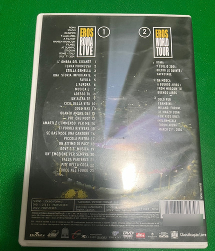 Dvd Duplo - Eros Ramazzotti - Live In Roma (Usado)