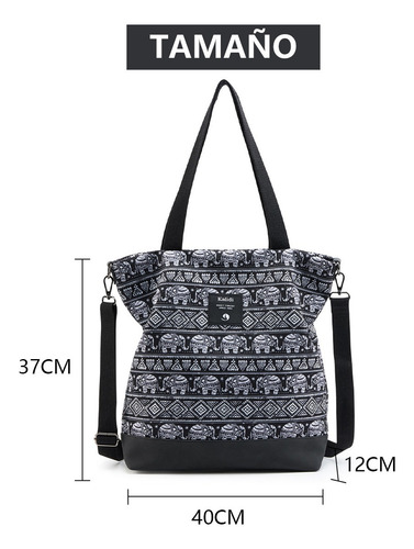 Bolso De Moda Lona Cercanías Alta Capacidad Para Mujer Color Black Two