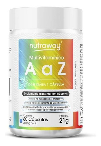 Multivitamínico A A Z Nutraway 350mg 60 Cápsulas Sabor Without flavor