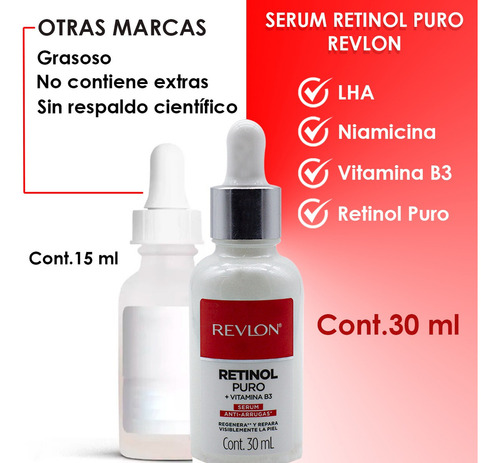 Serum Facial Retinol Puro Revlon +vitamina B3 +colageno 30ml Todo Tipo De Piel Día/noche