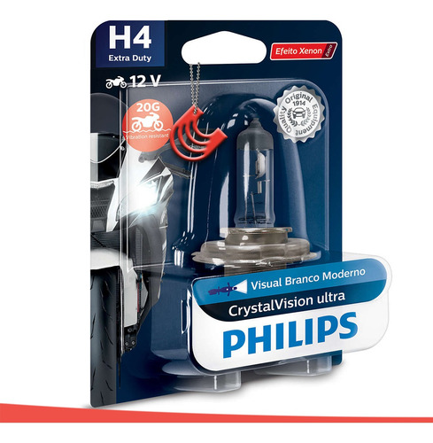 Imagem 2 de 6 de Lâmpada Philips Crystal Vision Moto H4 35/35w 12v