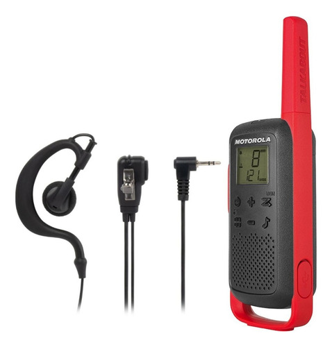 6 Walktalk Motorola T210br Comunicador Até 32km + 6 Fone Ptt Bandas De Freqüência Uhf Cor Preto