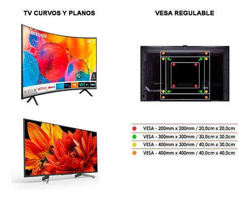 Imagen 5 de 5 de Rack Tv Fijo Lcd Led Curvo 42 A 55 / Tipo Cuadro