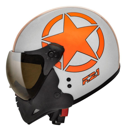 Capacete para moto  escamoteável Peels  F-21  laranja e branco army us tamanho 58 