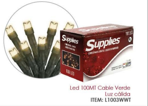 Luz Led Calida De Navidad 100 Mt 7.5metros Cable Verde 