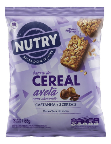 Barra de cereal Nutry ProteinBar  sabor avelã cobertura chocolate 22 g