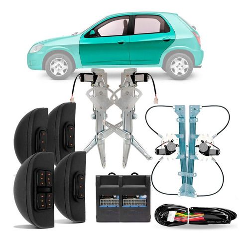 Kit Vidro Elétrico Celta Prisma 00 A 16 Completo 4 Portas
