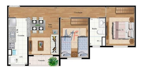 Imagem 2 de 11 de Ref 10.220 Lindo Apartamento 50 M², 2 Dorms, 1 Vaga No Bairro Vila São Paulo. 24 Itens De Lazer.aceitamos Fgts Na Entrada. - 10220