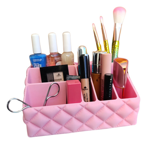 Organizador De Maquillaje Make Up Escritorio Oficina 9 Comp. Rosa