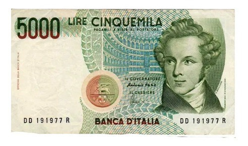 Billetes 5000 Liras Italia 1985