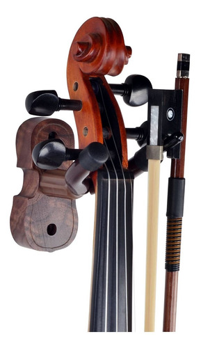 Violin Viola Soporte Pared Gancho Caoba Arco Hogar Nuez