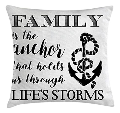 Ambesonne Saying Throw Pillow Cushion Cover, Family Is Ancho