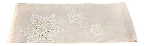 Mon Ami Christmas Table Runner Linen Base With Embroidered W