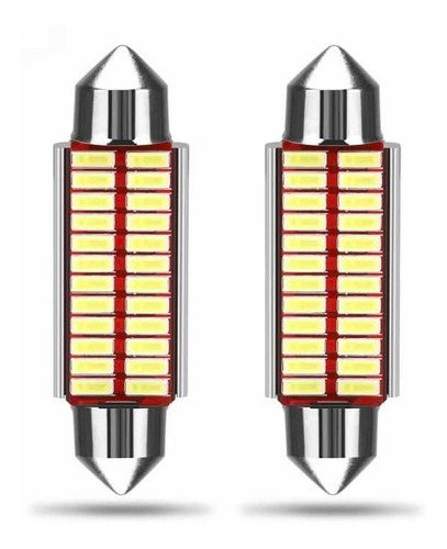 Set 2x Foco 12v Luz Interior Domo T11 42mm 24 Led 6000k 4.8w