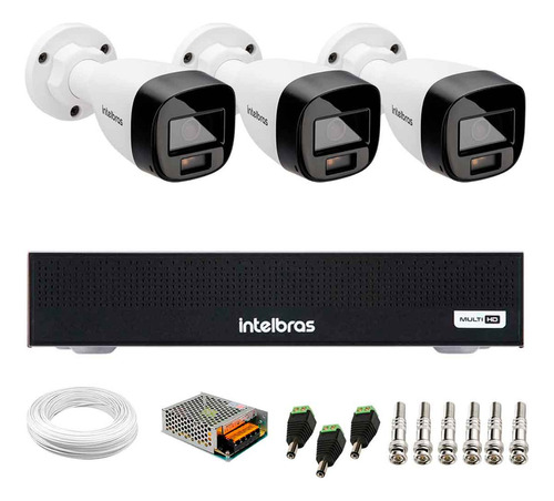 3 Câmeras Vhd 1220b Full Color 1080p + Dvr 3004-c Intelbras