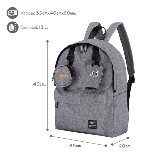 Imagen 2 de 10 de Mochila Bolso Himawari Con Monedero 0422.