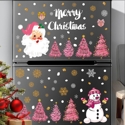 6 Pegatinas Navideñas De Color Rosa Para Ventana,