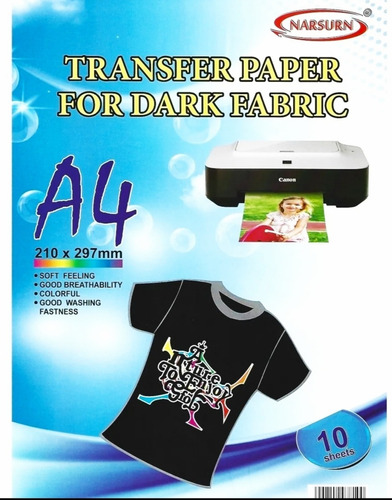 Papel Sublimación Transfer A4 Para Tela Oscura 10 Hojas