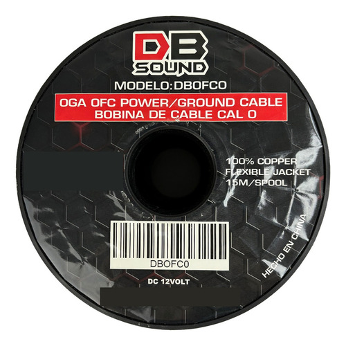Rollo De Cable Rojo Db Sound Dbofc0 15 Metros Cal 0ga Ofc