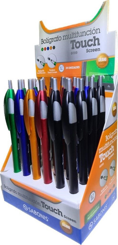 Boligrafo Touch Screen Sabonis Multifuncion Tinta Negra X 24 Exterior Neg-azu-roj-nar-ver