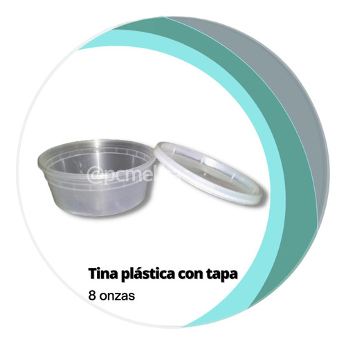 Tinas Plásticas Con Tapa 8 Onzas ( 100 Unidades )