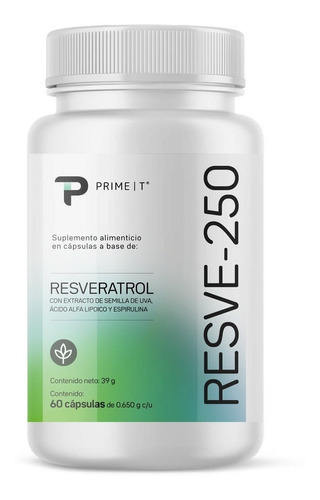 Resveratrol Primetech 60 Cápsulas Con 250 Mg