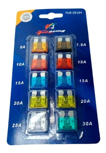 Kit Fusibles Moderno Amperajes Variados Blister 10 Unidades